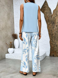 Marina Layered Vest Top and Printed Wide Leg Trouser Set