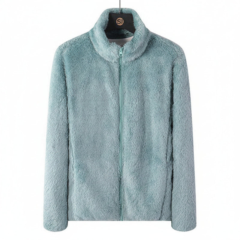 Annabel Soft Teddy Fleece Full Zip Stand Collar Jacket