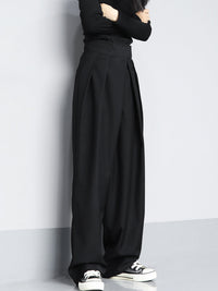 Micheline Deep Double Pleat High Waist Full Wide Leg Trousers