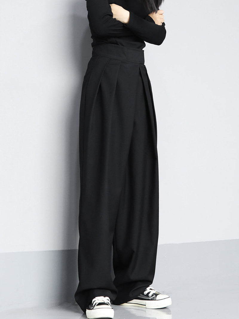 Micheline Deep Double Pleat High Waist Full Wide Leg Trousers