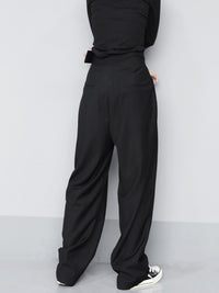Micheline Deep Double Pleat High Waist Full Wide Leg Trousers