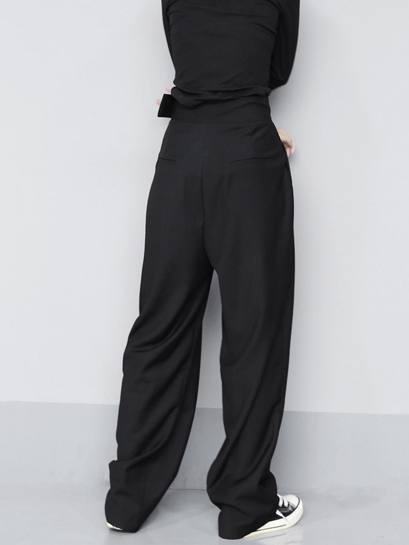Micheline Deep Double Pleat High Waist Full Wide Leg Trousers