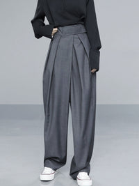 Micheline Deep Double Pleat High Waist Full Wide Leg Trousers