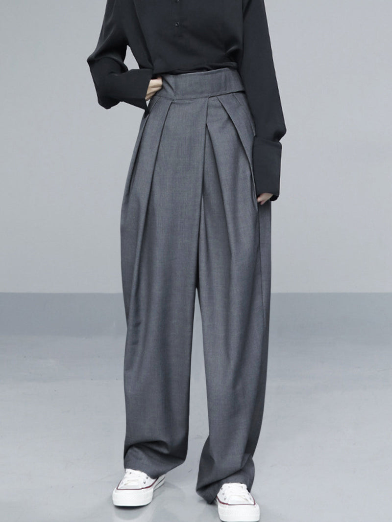 Micheline Deep Double Pleat High Waist Full Wide Leg Trousers