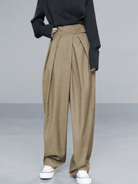 Micheline Deep Double Pleat High Waist Full Wide Leg Trousers