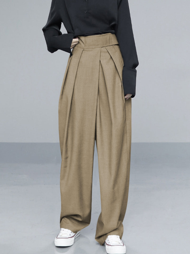 Micheline Deep Double Pleat High Waist Full Wide Leg Trousers