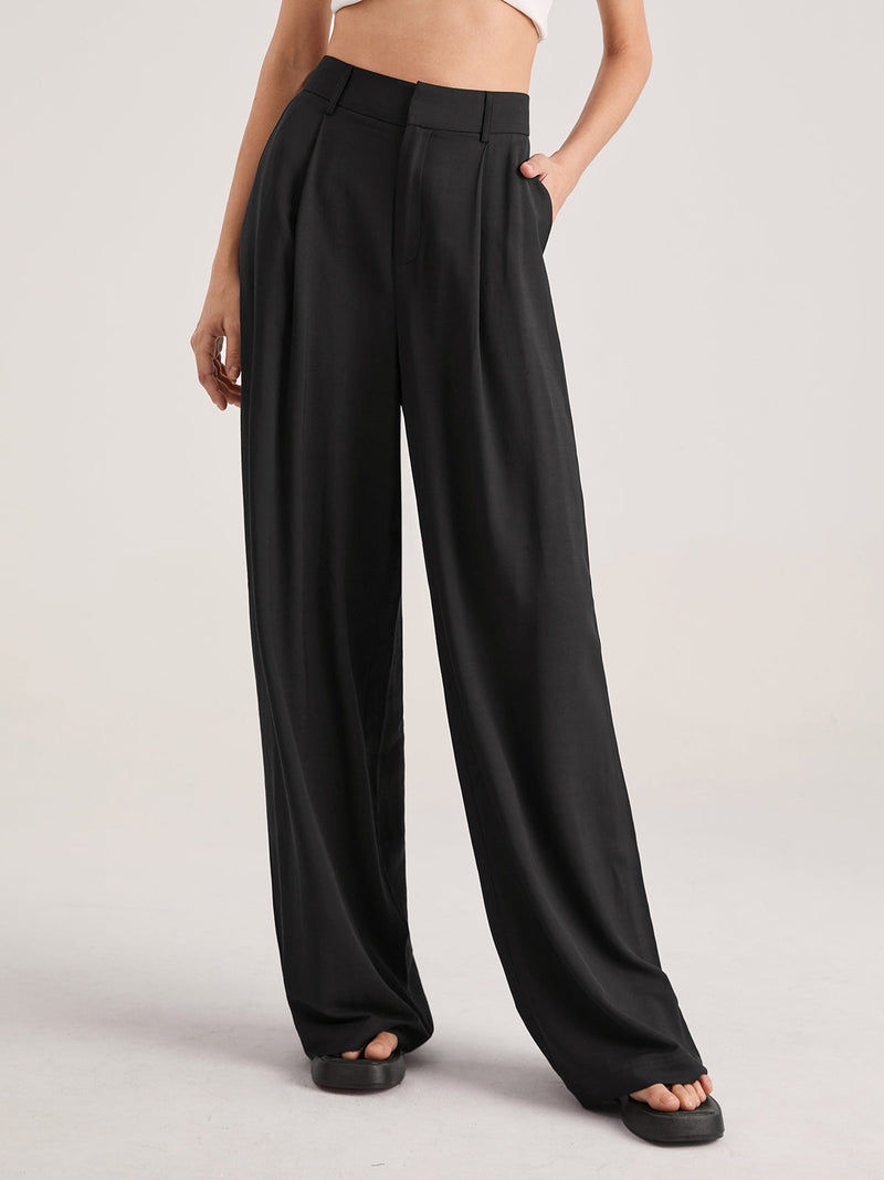 Muriel Elasticated Waist Soft Drape Relaxed Wide Leg Trousers