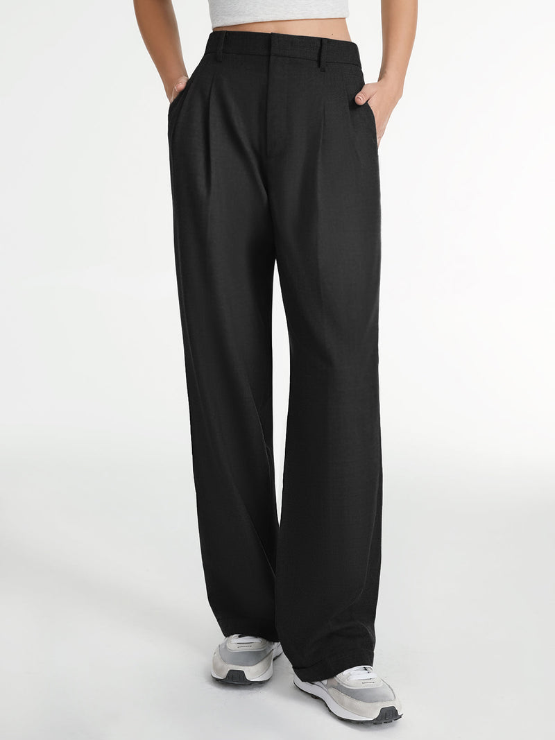 Huguette Front Pleat Tailored High Waist Wide Leg Trousers