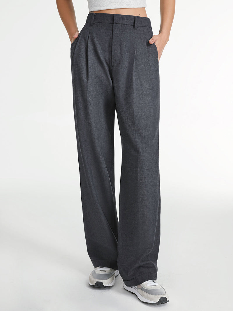Huguette Front Pleat Tailored High Waist Wide Leg Trousers