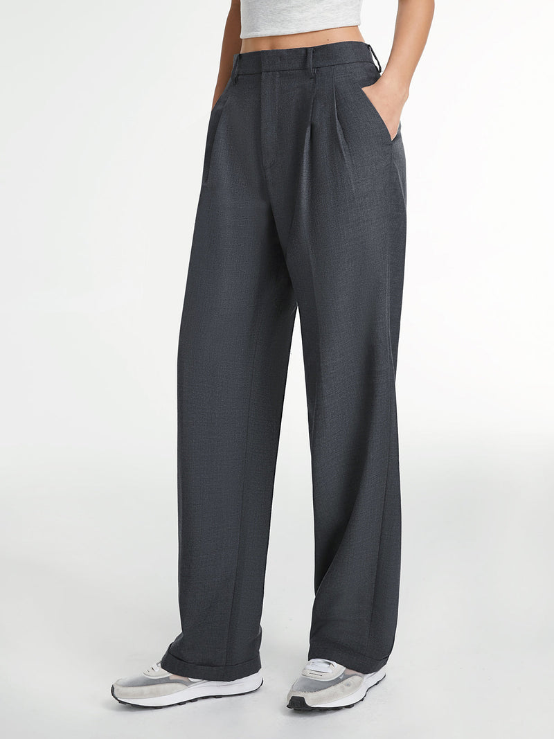 Huguette Front Pleat Tailored High Waist Wide Leg Trousers