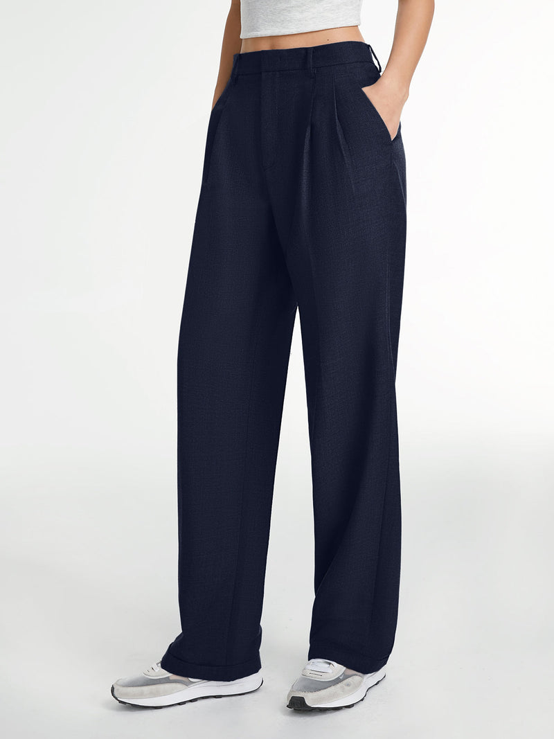 Huguette Front Pleat Tailored High Waist Wide Leg Trousers
