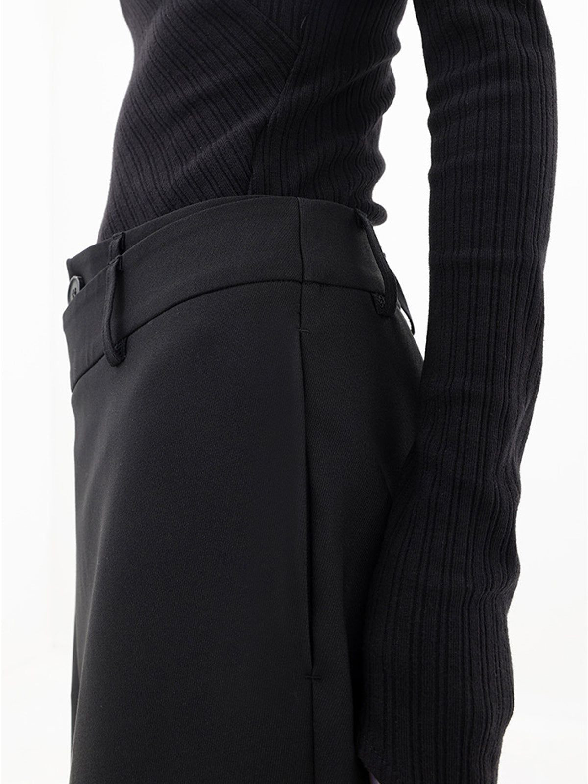 Janine Asymmetric Wrap Waistband Wide Leg Tailored Trousers