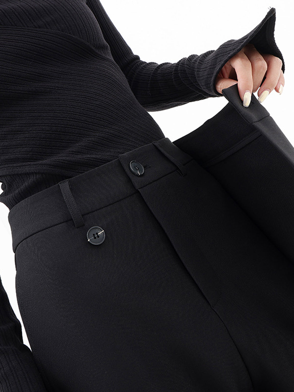 Janine Asymmetric Wrap Waistband Wide Leg Tailored Trousers