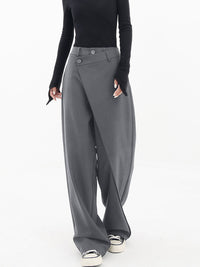 Janine Asymmetric Wrap Waistband Wide Leg Tailored Trousers