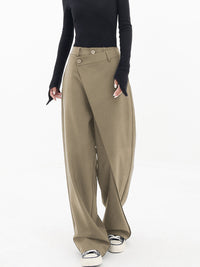 Janine Asymmetric Wrap Waistband Wide Leg Tailored Trousers