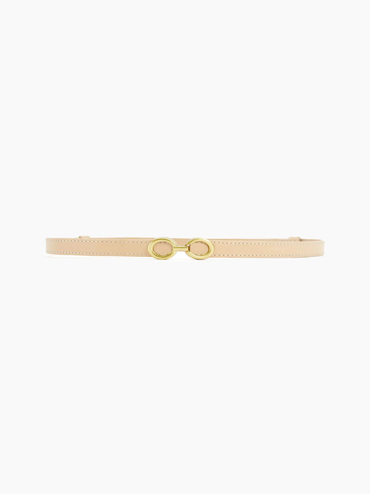 Willow Slim Strap Double Ring Gold Buckle Belt - Beige