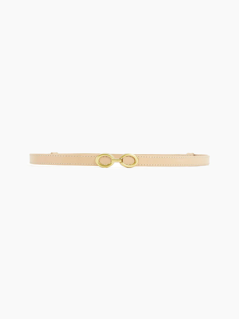 Willow Slim Strap Double Ring Gold Buckle Belt