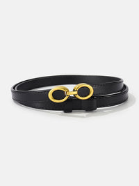 Willow Slim Strap Double Ring Gold Buckle Belt