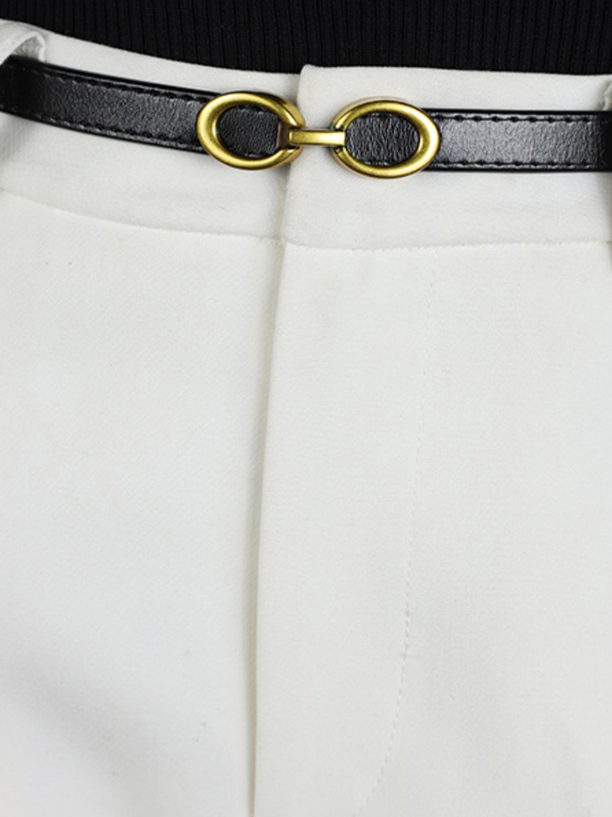 Willow Slim Strap Double Ring Gold Buckle Belt