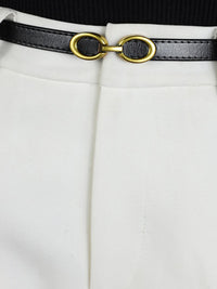Willow Slim Strap Double Ring Gold Buckle Belt