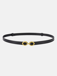 Willow Slim Strap Double Ring Gold Buckle Belt