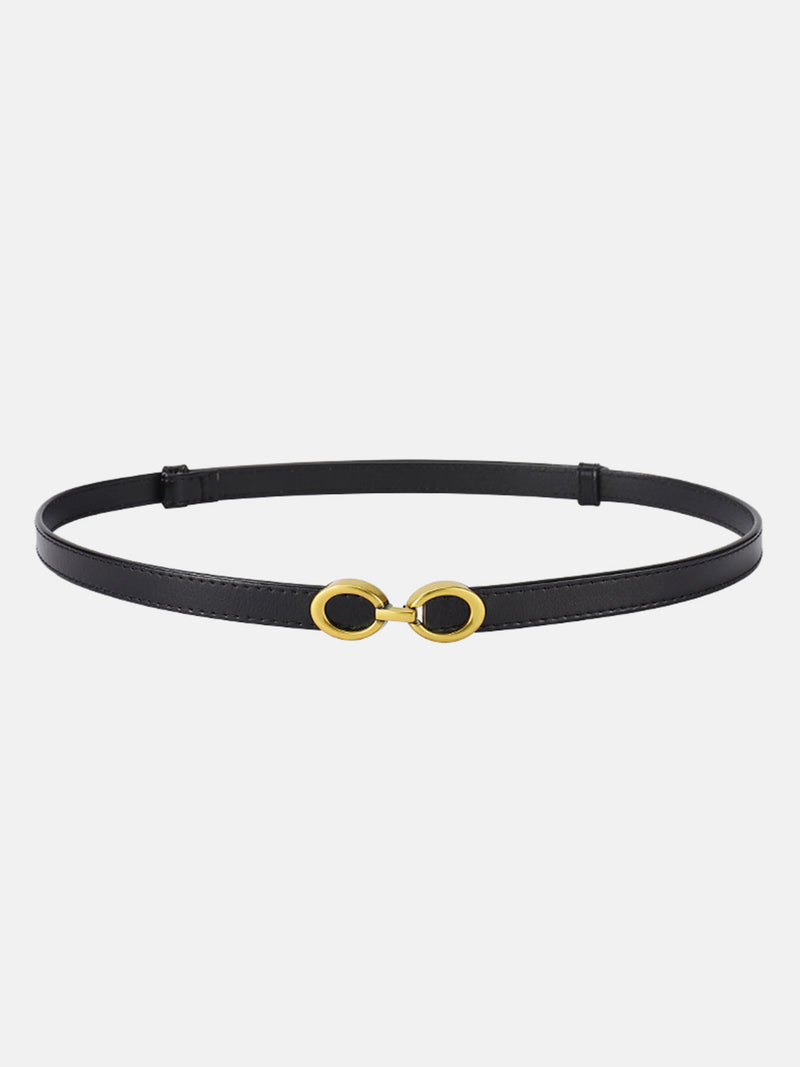 Willow Slim Strap Double Ring Gold Buckle Belt