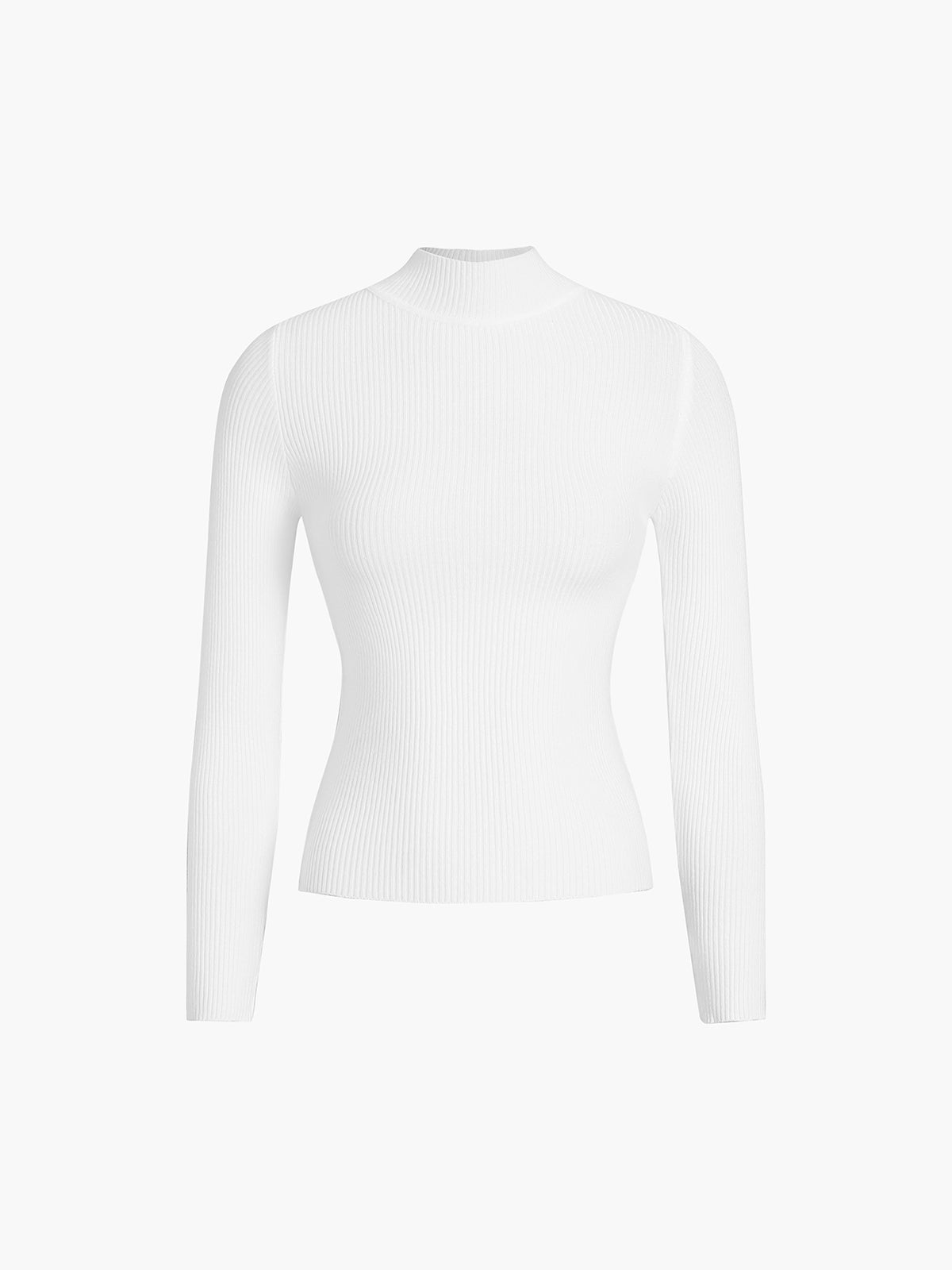 Valeria Fine Rib High Neck Long Sleeve Fitted Knit Top
