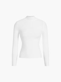 Valeria Fine Rib High Neck Long Sleeve Fitted Knit Top