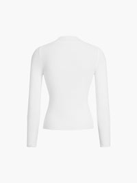 Valeria Fine Rib High Neck Long Sleeve Fitted Knit Top