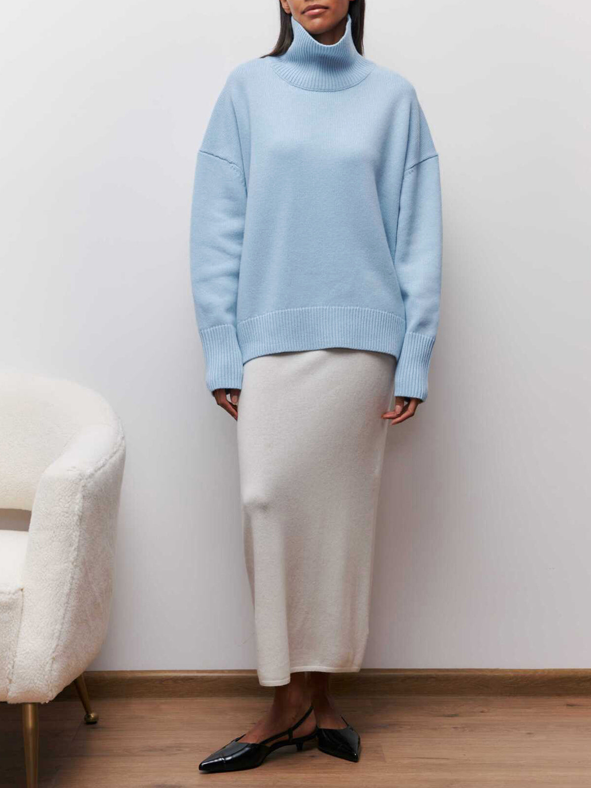 Yvette Oversized Roll Neck Drop Shoulder Boxy Knit Jumper