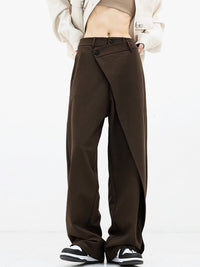 Janine Asymmetric Wrap Waistband Wide Leg Tailored Trousers