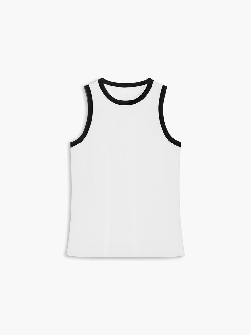 Cecilia Contrast Bound Neck Racer Fitted Rib Vest Tank Top