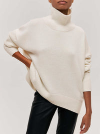 Yvette Oversized Roll Neck Drop Shoulder Boxy Knit Jumper
