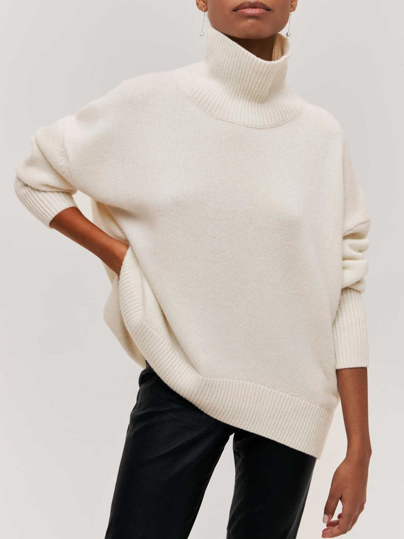 Yvette Oversized Roll Neck Drop Shoulder Boxy Knit Jumper