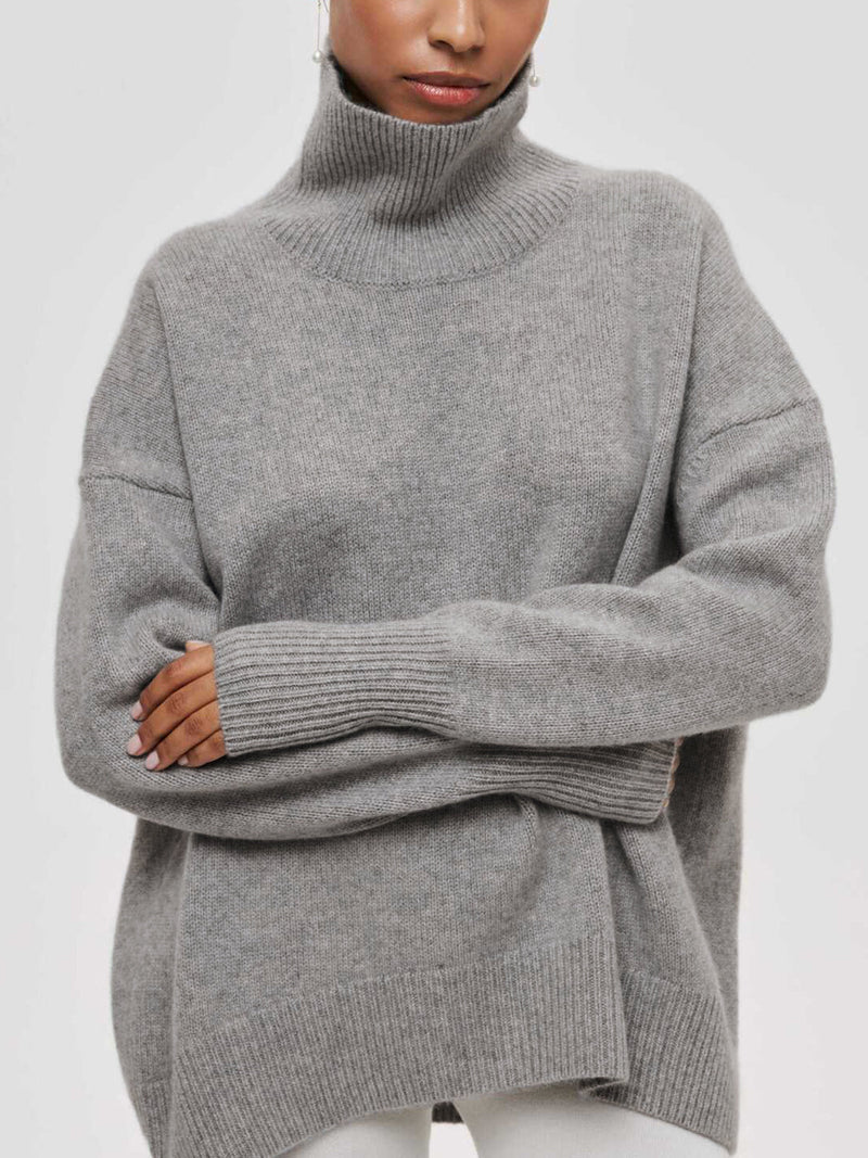 Yvette Oversized Roll Neck Drop Shoulder Boxy Knit Jumper