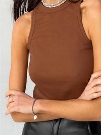 Sylvette Racer Neck Fine Rib Fitted Everyday Vest Tank Top