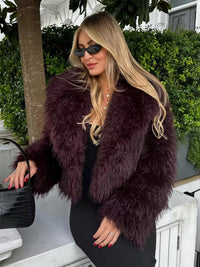 Selma Shaggy Long Pile Faux Fur Cropped Evening Jacket