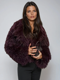 Selma Shaggy Long Pile Faux Fur Cropped Evening Jacket