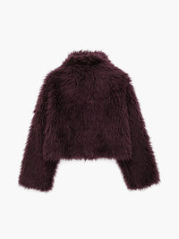 Selma Shaggy Long Pile Faux Fur Cropped Evening Jacket