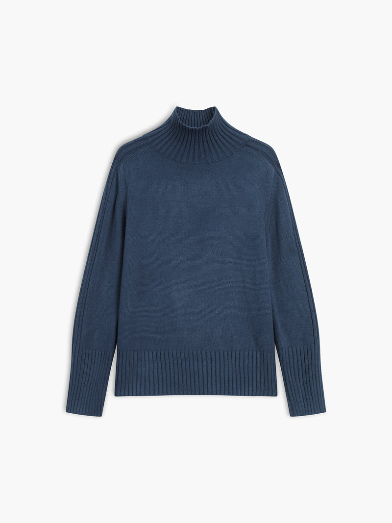 Delphi Deep Roll Neck Relaxed Drop Shoulder Knit Jumper
