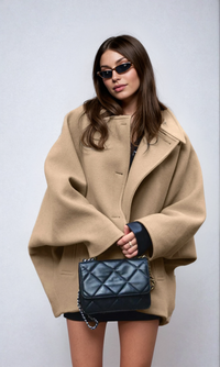 Fern Dolman Sleeve Oversized Cape Shoulder Short Coat