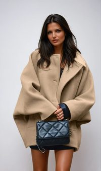 Fern Dolman Sleeve Oversized Cape Shoulder Short Coat