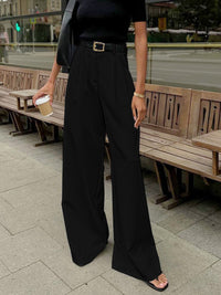 Raymonde Contrast Waistband Tailored High Rise Wide Leg Trousers