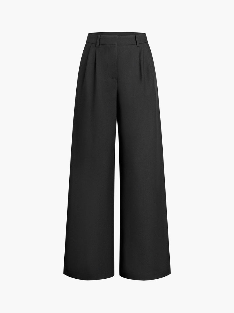 Raymonde Contrast Waistband Tailored High Rise Wide Leg Trousers