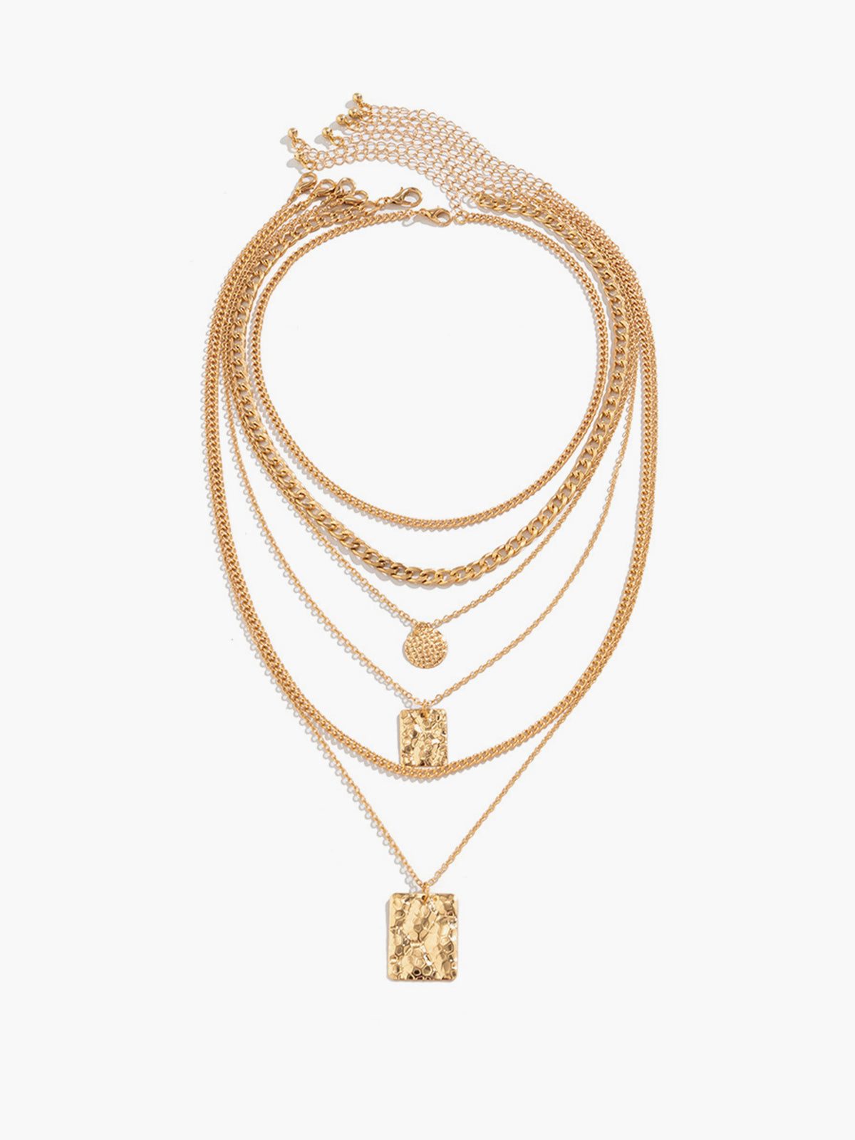 Georgia Hammered Square Pendant Layered Necklace