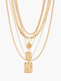 Georgia Hammered Square Pendant Layered Necklace