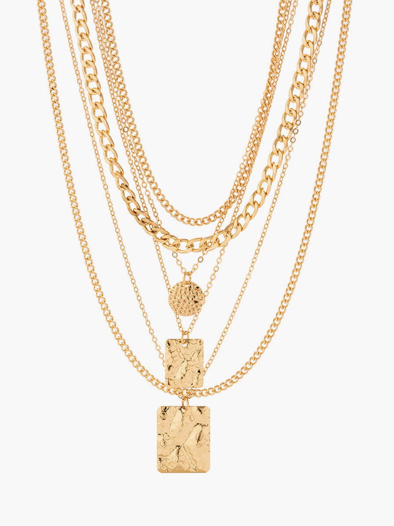 Georgia Hammered Square Pendant Layered Necklace
