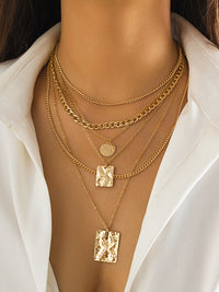 Georgia Hammered Square Pendant Layered Necklace