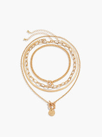 Sophia Four Strand Coin Pendant Layered Necklace