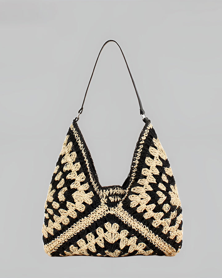 Kiara Crochet Granny Square Oversized Shoulder Tote